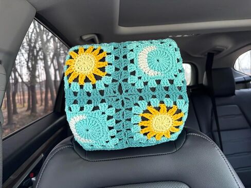 Car Headrest Cover,Crochet Soft Decorative Universal Fit,2-Pack,for Sedans SUVs Trucks (Gasang Flower) in Saudi Arabia
