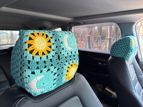 Car Headrest Cover,Crochet Soft Decorative Universal Fit,2-Pack,for Sedans SUVs Trucks (Gasang Flower) in Saudi Arabia