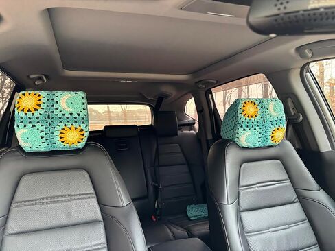 Car Headrest Cover,Crochet Soft Decorative Universal Fit,2-Pack,for Sedans SUVs Trucks (Gasang Flower) in Saudi Arabia