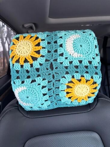 Car Headrest Cover,Crochet Soft Decorative Universal Fit,2-Pack,for Sedans SUVs Trucks (Gasang Flower) in Saudi Arabia