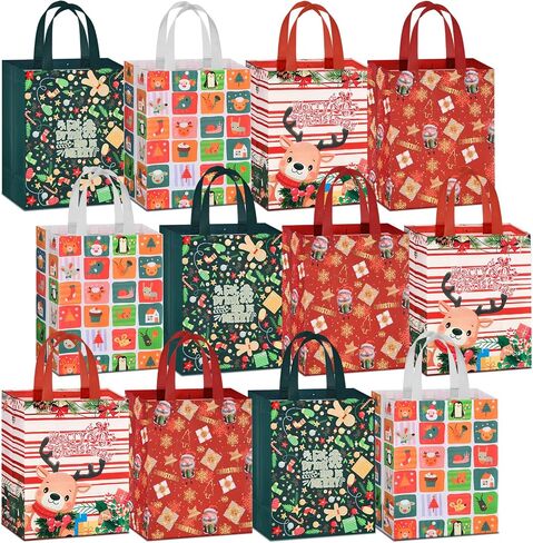 AhfuLife 4PCS Extra Large Christmas Gift Bags, 21.2'' x 16.1''x 6.3'', Jumbo Christmas Tote Bags with Handles, Reusable Non-woven Christmas Shopping Bags for New Year, Xmas's Party Supplies Decoration in Saudi Arabia