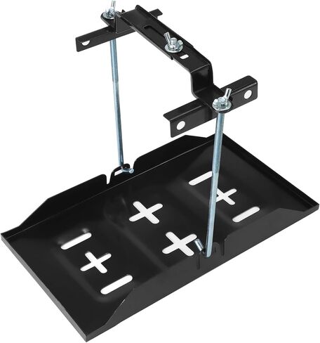 QWORK Battery Hold Down Tray Kit – Universal Corrosion-Resistant Steel Car Battery Tray for Cars, Trucks, SUVs, (23cm Bolt with 34cm Battery Tray) in Saudi Arabia