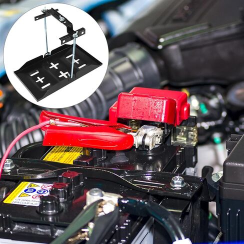 QWORK Battery Hold Down Tray Kit – Universal Corrosion-Resistant Steel Car Battery Tray for Cars, Trucks, SUVs, (23cm Bolt with 34cm Battery Tray) in Saudi Arabia