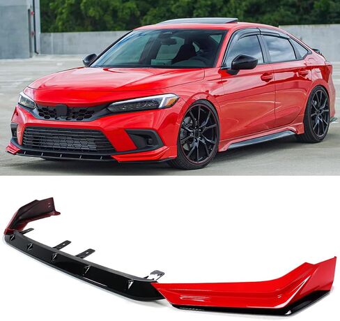 MC Style JDM 5pc رسمت Rally Rally Black Bumper Plitter Flitter Tplitter Tembate For 2022-2024 Honda Civic All Models in Saudi Arabia