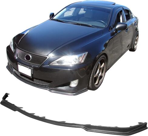 IKON MOTORSPORTS Front Bumper Lip, Compatible with 2006-2008 Lexus IS250 IS350, PM Style Unpainted Black PU Air Dam Chin Spoiler Protector Splitter in Saudi Arabia