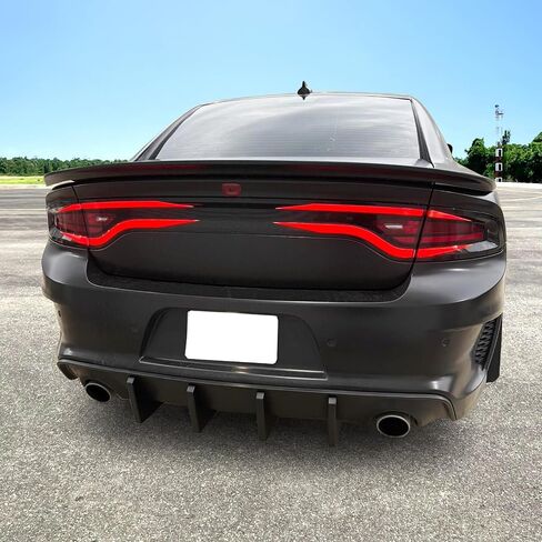 FreeMotor802 Shark Fins Sporty الخلفي الناشر ، مناسب لـ 2020-2023 Dodge Charger Scat Pack/SRT Hellcat عارضات واسعة ، PP المصد الخلفي المصدفة الشفاه المفسد السفلي in Saudi Arabia
