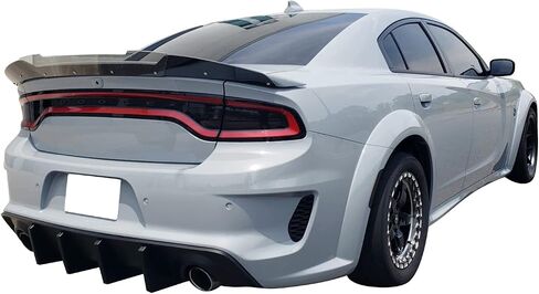 FreeMotor802 Shark Fins Sporty الخلفي الناشر ، مناسب لـ 2020-2023 Dodge Charger Scat Pack/SRT Hellcat عارضات واسعة ، PP المصد الخلفي المصدفة الشفاه المفسد السفلي in Saudi Arabia