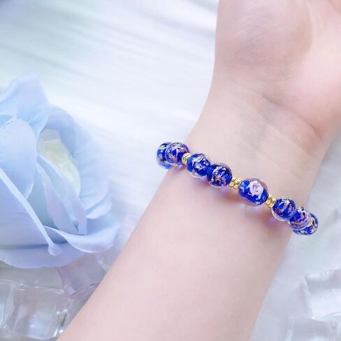 Firefly Glass Beads Bracelets for Women - Glow in the Dark Stretch Bracelet 10MM Luminous Healing Crystal Beaded Bracelet Jewelry Gift in Kuwait