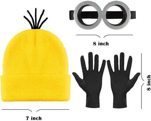 3 Pcs,5Pcs Halloween Costume Accessories Adult, Goggles/Beanie/Gloves, Halloween Cosplay Party Set in Kuwait
