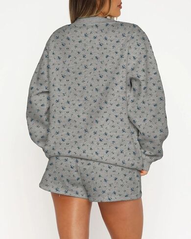 Baigram نساء كبير الحجم في رقبة الثلج ندفة الثلج Ditsy الزهور من النوع الثقيل مريح الصوف pullover y2k الجمالية 2025 سقوط الملابس in Kuwait