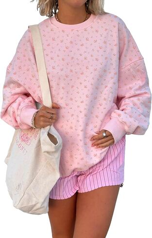 Baigram نساء كبير الحجم في رقبة الثلج ندفة الثلج Ditsy الزهور من النوع الثقيل مريح الصوف pullover y2k الجمالية 2025 سقوط الملابس in Kuwait