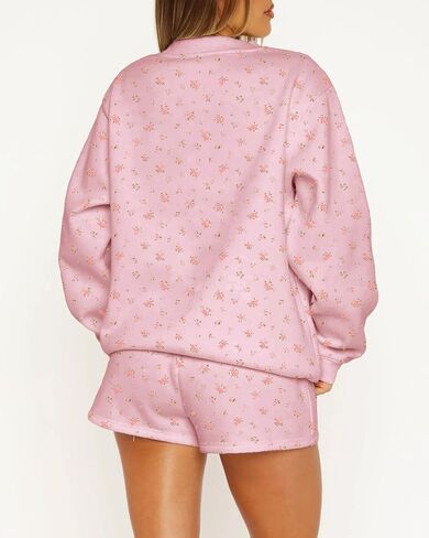 Baigram نساء كبير الحجم في رقبة الثلج ندفة الثلج Ditsy الزهور من النوع الثقيل مريح الصوف pullover y2k الجمالية 2025 سقوط الملابس in Kuwait