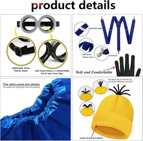 3 Pcs,5Pcs Halloween Costume Accessories Adult, Goggles/Beanie/Gloves, Halloween Cosplay Party Set in Kuwait