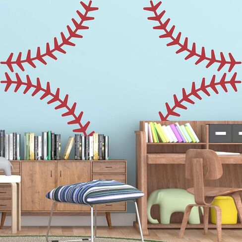 Vinyl Baseball Wall Decals Big Baseball Stitches Stickers Peel and Stick Ceiling Decals Baseball Lace Wall Stickers Large Sport Ball Wall Stickers for Teens Boy Girl Bedroom Playroom Decor in Saudi Arabia