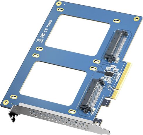 H!Fiber PCIe 3.0 x8 to Dual U.2 NVMe Adapter Card, SFF-8639 Expansion Card for Two 2.5’’ U.2 SSD, Non-RAID, Only Full-Height Bracket in Kuwait