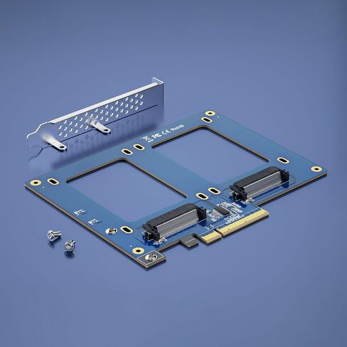 H!Fiber PCIe 3.0 x8 to Dual U.2 NVMe Adapter Card, SFF-8639 Expansion Card for Two 2.5’’ U.2 SSD, Non-RAID, Only Full-Height Bracket in Kuwait