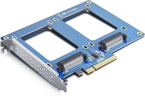 H!Fiber PCIe 3.0 x8 to Dual U.2 NVMe Adapter Card, SFF-8639 Expansion Card for Two 2.5’’ U.2 SSD, Non-RAID, Only Full-Height Bracket in Kuwait