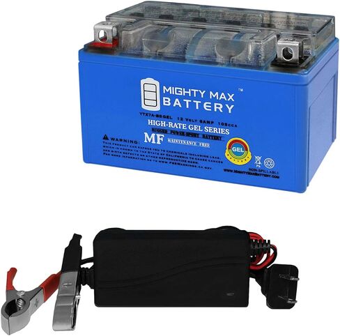 Mighty Max Battery YTX7A-BS Gel يحل محل Suzuki LTR 450 Quadracer 06-11 + 12V 1A Charger in Saudi Arabia