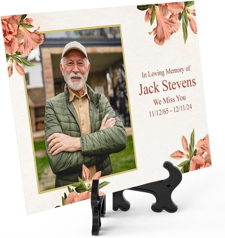 Geturns - Custom Metal Photo with Azalea Flower I Personalized Picture Plate with Text For Urns I For Custom Sign, logo Quotes I 7.8 x 5.8 inch in Kuwait