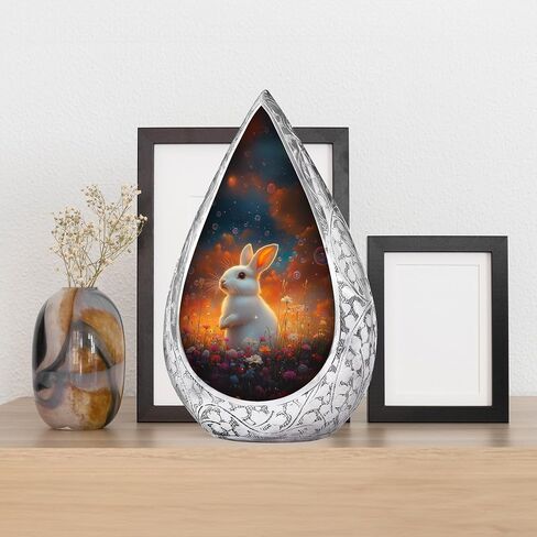 Rabbit Large Funeral Urn - Pink Flowers Urns for Ashes for Women - Memorial Urns for Human Ashes Adult Female Bunny Rabbit Design - Decorative Cremation Urn - Ash Holder for Adults 10 Inch in Kuwait