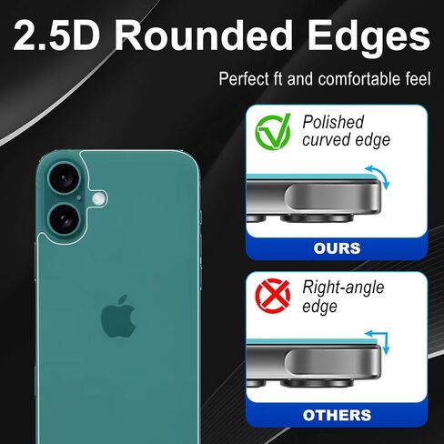 عبوتان من واقي عدسة الكاميرا لهاتف iPhone 16 Pro / 16 Pro Max، عدسة لا تحتوي على زجاج مقسى لحماية إطار سبائك الألومنيوم، سهلة التركيب، غطاء معدني واقٍ - أسود in Saudi Arabia