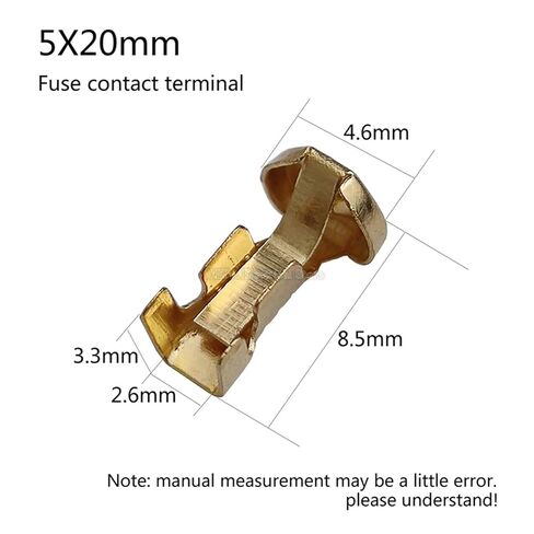 50 PCS Automotive Brass Wiring Harness Connector Crimp Terminal Fuse Holder Button Contact DJ9007A 5x20mm 6X30mm (Color : 5X20mm, Size : 50 Pcs) in Kuwait