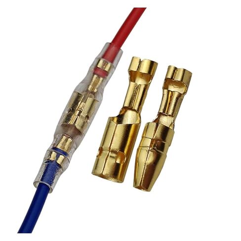 200pcs 50 Pairs Bullet Terminals 4.0mm Female and Male Connectors Brass/Silver Wire Connector Socket with Insulating Sleeve for Automotive (Color : Male Female) in Kuwait