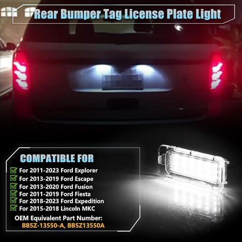 LED License Plate Light for 2015-2023 Dodge Charger Challenger Chrysler 300 Pacifica & Compass, Dodge Charger Led Rear Tag Lamp, 18-SMD Xenon 6500K White Lights, 1 Piece in Kuwait