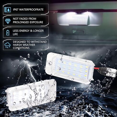 LED License Plate Light for 2015-2023 Dodge Charger Challenger Chrysler 300 Pacifica & Compass, Dodge Charger Led Rear Tag Lamp, 18-SMD Xenon 6500K White Lights, 1 Piece in Kuwait