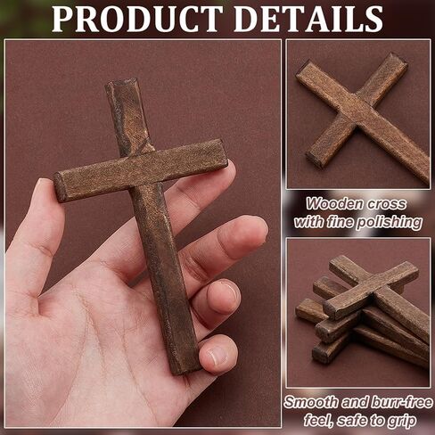 PH PandaHall 6pcs Wooden Cross Wood Wall Crosses Hand Held Cross Coffee Small Cross Prayer Cross Hanging Home Decor for Easter Meditation Weddings Party Christmas Decor Gift 2.7x4.7 Inch in Saudi Arabia