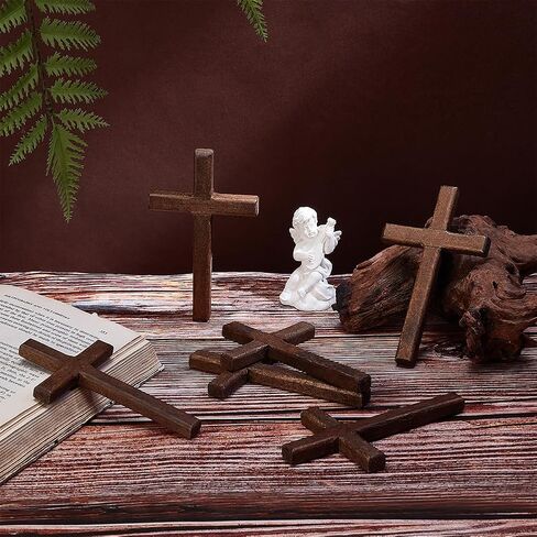 PH PandaHall 6pcs Wooden Cross Wood Wall Crosses Hand Held Cross Coffee Small Cross Prayer Cross Hanging Home Decor for Easter Meditation Weddings Party Christmas Decor Gift 2.7x4.7 Inch in Saudi Arabia