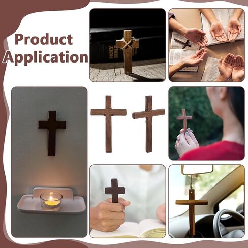 PH PandaHall 6pcs Wooden Cross Wood Wall Crosses Hand Held Cross Coffee Small Cross Prayer Cross Hanging Home Decor for Easter Meditation Weddings Party Christmas Decor Gift 2.7x4.7 Inch in Saudi Arabia