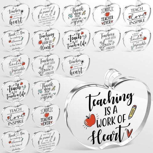 Weysat 10 Pcs Teacher Appreciation Gift for Women Acrylic Keepsake and Paperweight Teacher Plaques for Desk Office First Day of School Decor Back to School Gift Thanksgiving (Apple) in Saudi Arabia