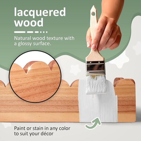 Scalloped Shelves - Set of 2 Pre-Assembled Floating Nursery Book Shelves, 16 Inch Scalloped Natural Wood Floating Book Shelves for Wall - Cloud Shelves for Nursery in Kuwait