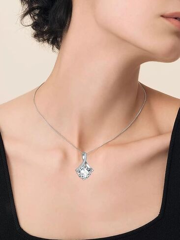 Simple Birthstone Necklaces for Women,Single Gemstone White Gold Pendant Necklace Women Her Wife Jewelry Anniversary Christmas Birthday Gifts in Saudi Arabia