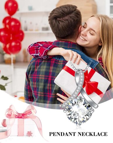 Simple Birthstone Necklaces for Women,Single Gemstone White Gold Pendant Necklace Women Her Wife Jewelry Anniversary Christmas Birthday Gifts in Saudi Arabia