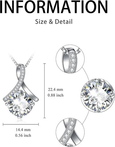 Simple Birthstone Necklaces for Women,Single Gemstone White Gold Pendant Necklace Women Her Wife Jewelry Anniversary Christmas Birthday Gifts in Saudi Arabia