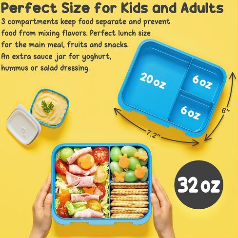 Fimibuke Bento Lunch Box for Kids - Toddler Snack Bento Box Container with 3 Compartments, Stainless Steel Water Bottle, Insulated Lunch Bag, Ice Pack Set for Ages 3-12 Girl Boy Daycare Back to School in Kuwait