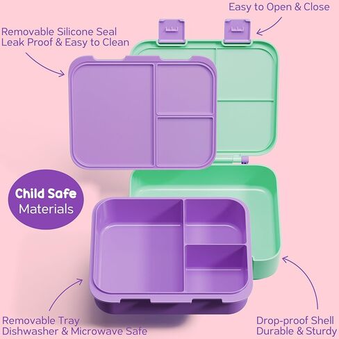 Fimibuke Bento Lunch Box for Kids - Toddler Snack Bento Box Container with 3 Compartments, Stainless Steel Water Bottle, Insulated Lunch Bag, Ice Pack Set for Ages 3-12 Girl Boy Daycare Back to School in Kuwait