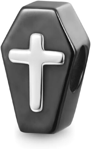 GNOCE Black Coffin Dead Charm Sterling Silver Bead Halloween Charm Fit Bracelet/Necklace for Women Wife/Jewelry Gift in Saudi Arabia