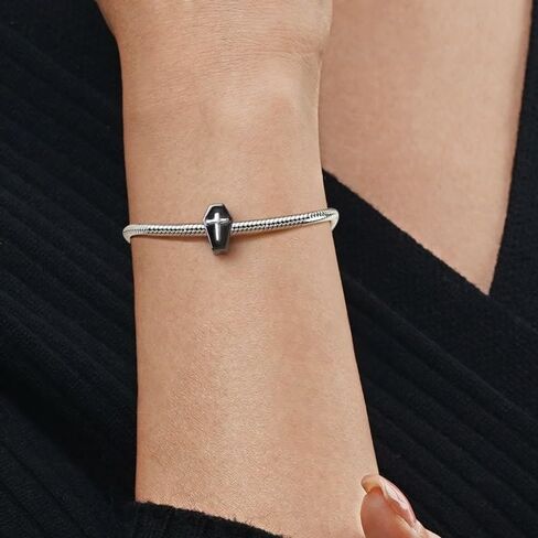 GNOCE Black Coffin Dead Charm Sterling Silver Bead Halloween Charm Fit Bracelet/Necklace for Women Wife/Jewelry Gift in Saudi Arabia