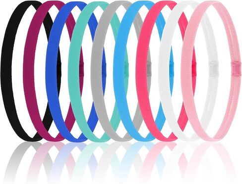 9pcs عصابات رأس مرنة رفيعة للنساء غير المنزلقات الرياضية الفرق الموسيقية تجريب العرق الأسنان العرق للركض ، واليوغا ، صالة الألعاب الرياضية 9 ألوان in Saudi Arabia