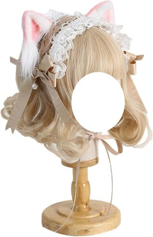 Sweet Lolita Hair Headband Women Girls Faux Fur Cat Fox Ears Hair Clips Maid Cosplay Halloween Headwear Accessory in Saudi Arabia