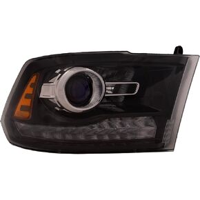 HEADLIGHTSDEPOT Headlight Compatible with Ram 1500 2500 3500 2013-2022 Sport And R/T Models Halogen Projector Black CAPA Certified Right Passenger Side Headlamp Assembly in Kuwait