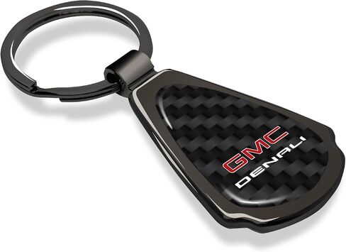 for GMC Denali Real Black Carbon Fiber Metal Teardrop Key Chain Keychain, Official Licensed in Saudi Arabia
