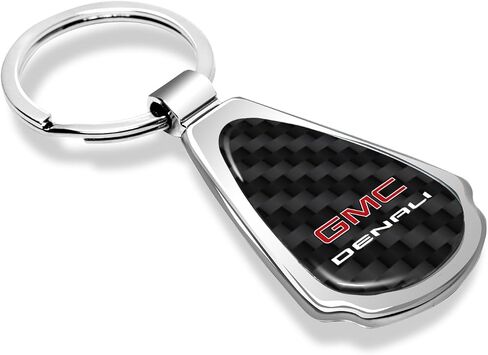 for GMC Denali Real Black Carbon Fiber Metal Teardrop Key Chain Keychain, Official Licensed in Saudi Arabia