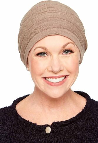 Pure Cotton Ribbed Slouch Beanie Cap | Knitted Hat Taupe Knitted in Kuwait