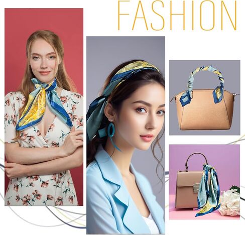 Jolbndcv Silk Satin Head Scarf, Hair Band Headband Ribbon Women's Neck Bag Purse Scarf for Hair Handbag 27.56‘’x27.56‘’ in Kuwait