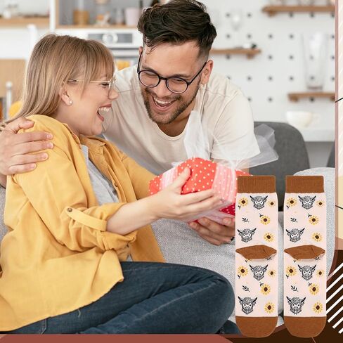 Highland Cow Gifts for Women - Funny Novelty Highland Cow Crew Socks for Mom Grandma Wife Sister Farm Animal Lovers Friends Coworkers Birthday Christmas Retirement Mother's Day Gifts Idea in Saudi Arabia