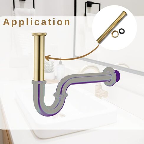Flanged Sink Tailpiece 1-1/4 in. OD, 12 inch Brass Extension Tube for Trap with Nut and Rubber, Drain Connections in Saudi Arabia